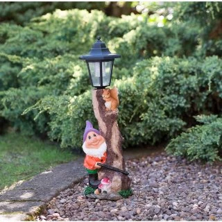 B&M Garden Gnome With Solar Lamp Post - Purple 1 B&M Garden Gnome With Solar Lamp Post - Purple