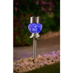 Crystal Top Glass Solar Post Light 4pk -Garden Furniture Store 341965 4pk crystal top post light blue solar1