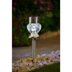 Crystal Top Glass Solar Post Light 4pk