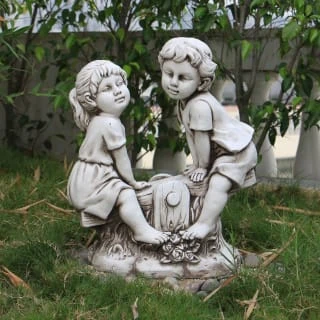 B&M Boy & Girl Seesaw Garden Statue 1 B&M Boy & Girl Seesaw Garden Statue