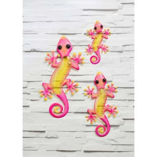 B&M Glass Gecko Wall Art 3pk - Pink 1 B&M Glass Gecko Wall Art 3pk - Pink