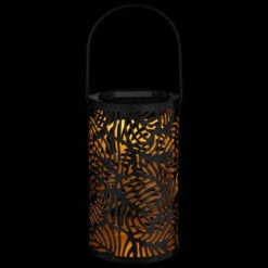 Tropical Cutout Solar Lantern - Black -Garden Furniture Store 353884 black tropical cut out lantern 2
