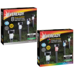 Eveready Solar Powered Post Lights 8pk - Colour Changing -Garden Furniture Store 366414 366416 8pk eveready soloar powered mini post lights main