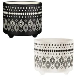 B&M Urban Eden Embossed Footed Planters 3pk - Black 9 B&M Urban Eden Embossed Footed Planters 3pk - Black -Garden Furniture Store 366531 3pk urban eden plant pot on tripod stand group