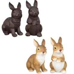 B&M Garden Rabbit Ornaments 2pk - Cast Iron Effect -Garden Furniture Store 366608 2pk rabbit garden ornaments main