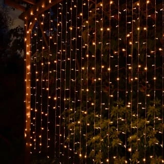 Solar Powered LED Curtain 180cm - 266 Warm White Lights 1 Solar Powered LED Curtain 180cm - 266 Warm White Lights