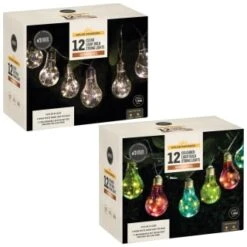 Solar Powered 12 Coloured Light Bulb String LED Lights - Warm White 5 Solar Powered 12 Coloured Light Bulb String LED Lights - Warm White -Garden Furniture Store 379260 379261 12 solar powered light bulb string lights group 1