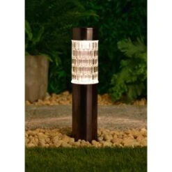 B&M Glass Top Solar Post Light -Garden Furniture Store 379310 glass top solar post light black nickle 3