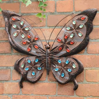 Solar Powered Metal Jewelled Butterfly Wall Art 2 Solar Powered Metal Jewelled Butterfly Wall Art - Image 2