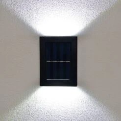 Solar Powered Up/Down Wall Light - White LED 4pk -Garden Furniture Store 379453 4pk solar powered up down wall light cool white leds 3