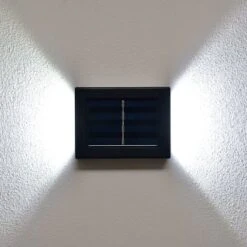 Solar Powered Up/Down Wall Light - White LED 4pk -Garden Furniture Store 379453 4pk solar powered up down wall light cool white leds 4