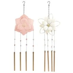 B&M Flower Windchime - Pink -Garden Furniture Store 379613 boho garden flower tubular windchime group