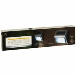 Solar Powered Stainless Steel Fence Lights 4pk 5 Solar Powered Stainless Steel Fence Lights 4pk -Garden Furniture Store 382952 4pk mason and jones stainless steel fence and path lights 2