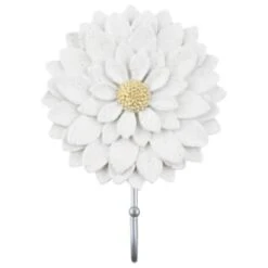 B&M Flower Wall Hook - Cream -Garden Furniture Store 392759 flower wall hook white 2