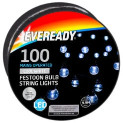 Eveready Mains Powered LED Festoon Bulb String Lights 100pk - Cool White -Garden Furniture Store 392911 eveready 100 mains operated festoon bulb string lights1