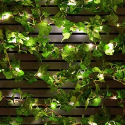 Solar Powered Artificial Ivy Garland 5m -Garden Furniture Store 392926 5m ivy garland with 60 warm white solar leds 21