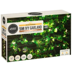 Solar Powered Artificial Ivy Garland 5m -Garden Furniture Store 392926 5m ivy garland with 60 warm white solar leds 4