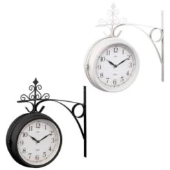 B&M Outdoor Dual Sided Station Clock - Cream -Garden Furniture Store 392937 outdoor dual sided station clock group