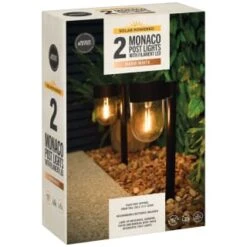 Monaco Solar Powered Post Lights 2pk -Garden Furniture Store 392976 monaco solar powered post lights 3