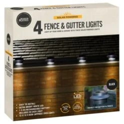 Solar Powered Fence & Gutter Lights - Black 4pk 5 Solar Powered Fence & Gutter Lights - Black 4pk -Garden Furniture Store 393085 4pk solar powered fence and gutter lights black 3
