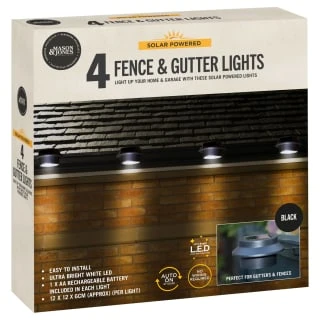 Solar Powered Fence & Gutter Lights - Black 4pk 3 Solar Powered Fence & Gutter Lights - Black 4pk - Image 3