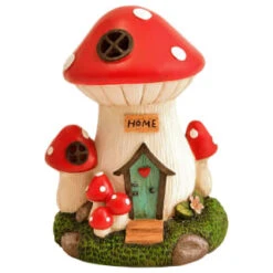 B&M Assorted Mushroom House Ornament With Glowing Solar Light -Garden Furniture Store 393429 mushroom house ornament with glowing solar light