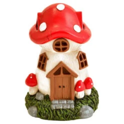 B&M Assorted Mushroom House Ornament With Glowing Solar Light -Garden Furniture Store 393429 mushroom house ornament with glowing solar light 3