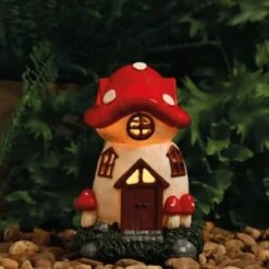 B&M Assorted Mushroom House Ornament With Glowing Solar Light -Garden Furniture Store 393429 mushroom house ornament with glowing solar light 5