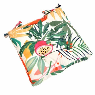 B&M Luxury Seat Pad - White Tropical Print 2 B&M Luxury Seat Pad - White Tropical Print - Image 2