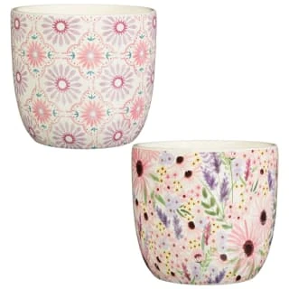 B&M Boho Garden Ceramic Plant Pots 3pk - Flowers 5 B&M Boho Garden Ceramic Plant Pots 3pk - Flowers - Image 5