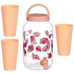 B&M Drinks Dispenser - Strawberries -Garden Furniture Store 394274 fruit print dispenser strawberry