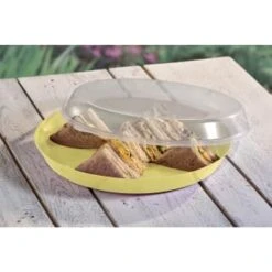 B&M Food Tray With Clear Lid - Yellow -Garden Furniture Store 394984 food tray with clear lid yellow